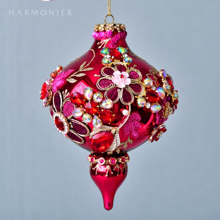 MRジュエルガラスオーナメント/フィニアル/シャイニーレッド｜輸入雑貨
