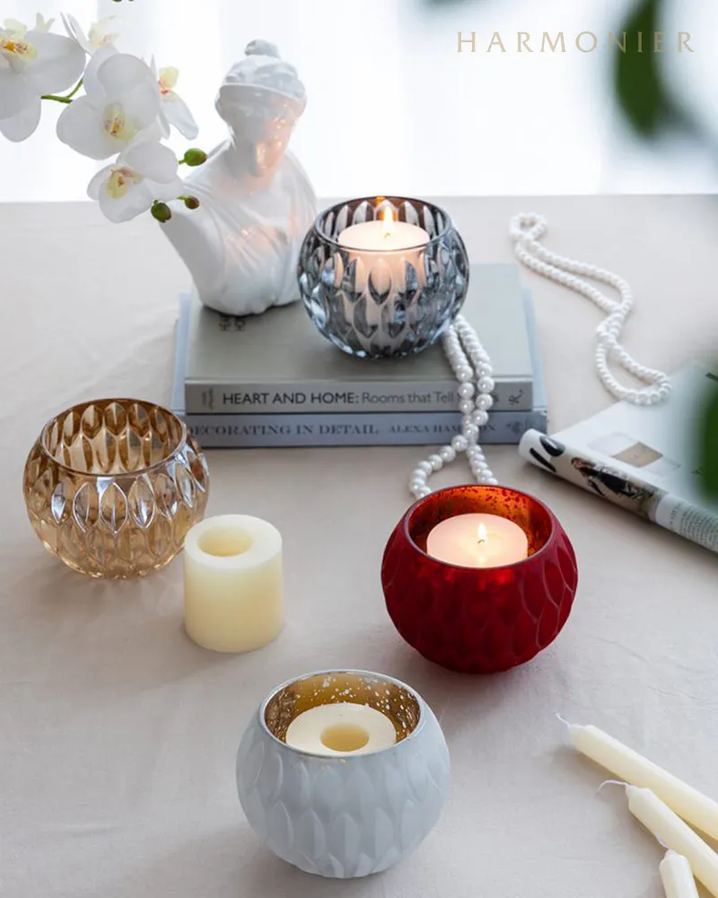 WebStore限定】アンバーカラーガラスキャンドルホルダー｜輸入雑貨の