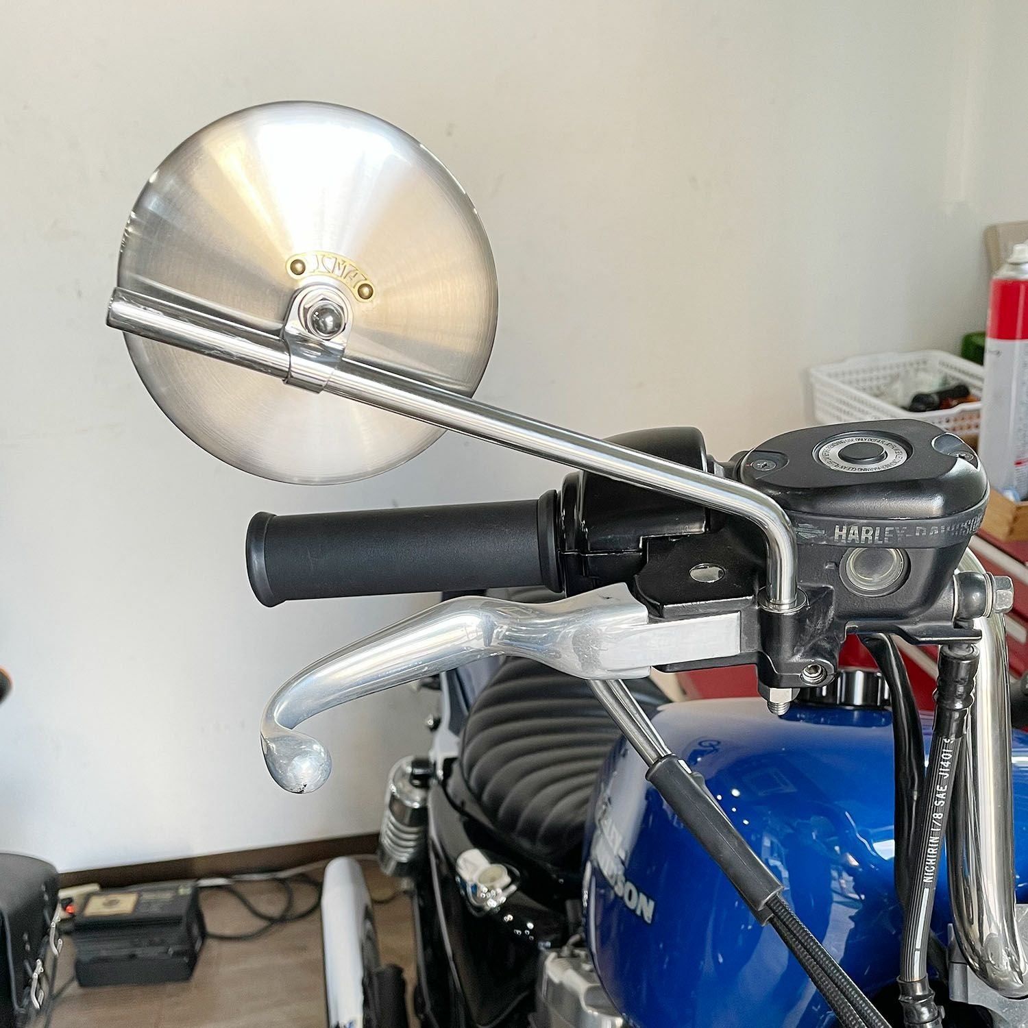 JCMAミラー 80mm ポリッシュ仕上げ MOTOR ROCK |ハーレーパーツ専門店