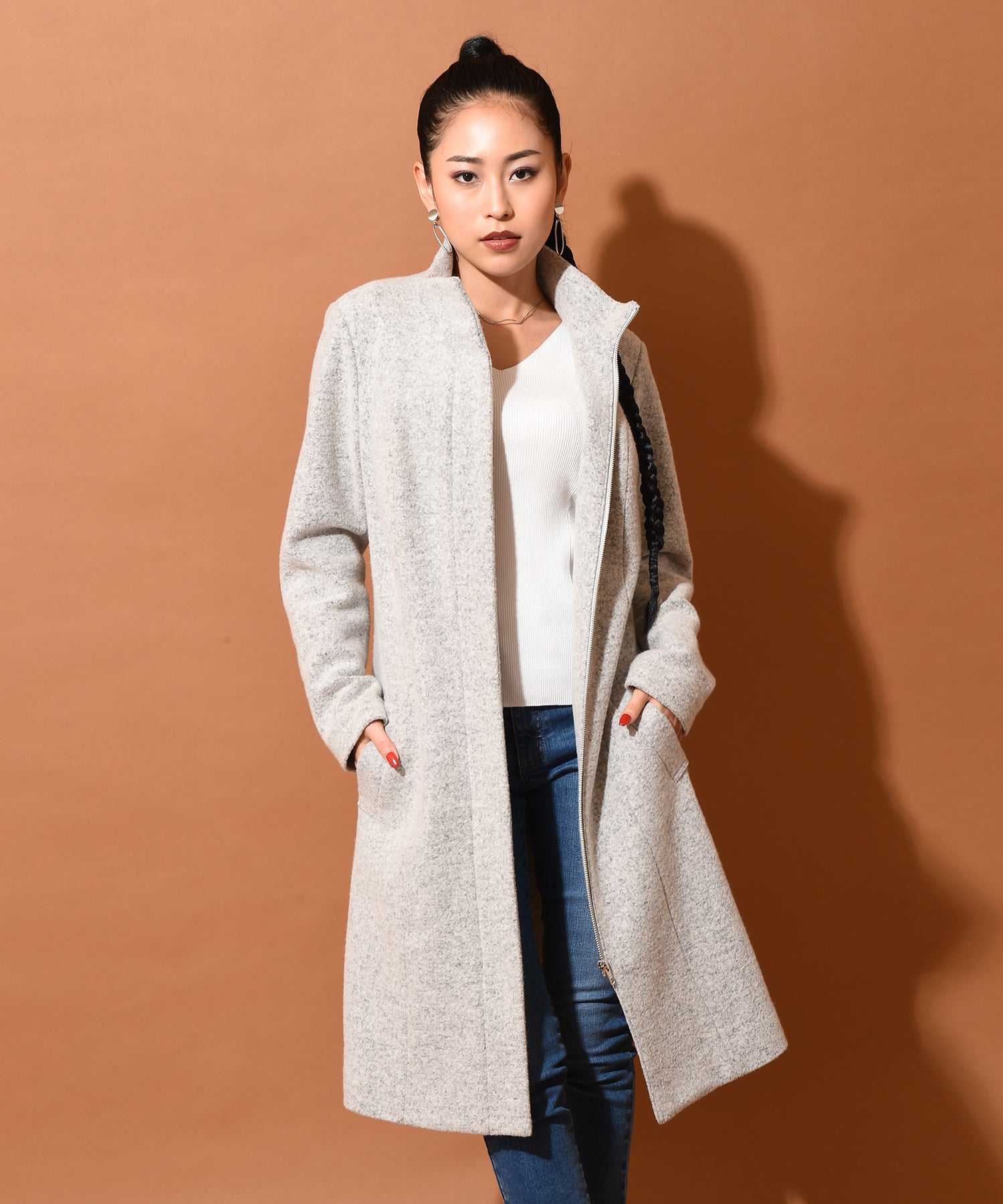 heart closet ファスナーメランジコート