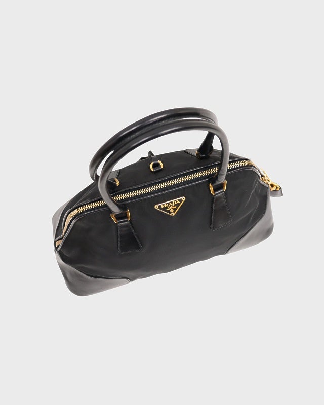 PRADA 三角ロゴ金具ナイロンレザーハンドバッグ | Hedy