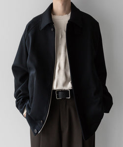 stein / シュタイン】OVERSIZED MELTON HARRINGTON ZIP JACKET - BLACK
