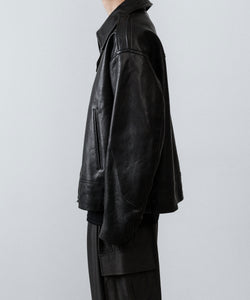 ANTHEM A / アンセムエー】LAMB LEATHER MILITARY BLOUSON - BLACK