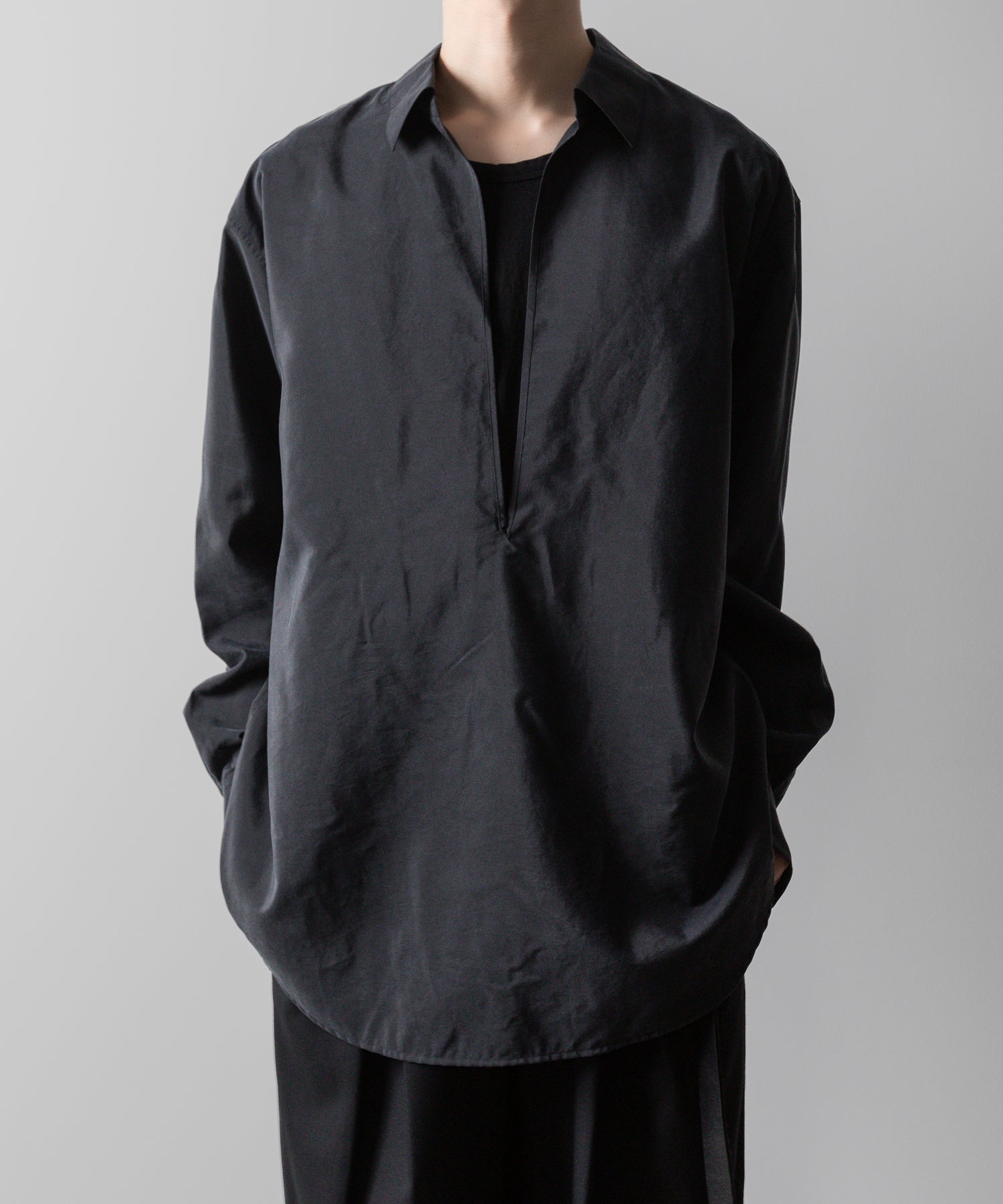 ssstein / シュタイン】SILK NYLON SKIPPER SHIRT - BLACK | 公式通販