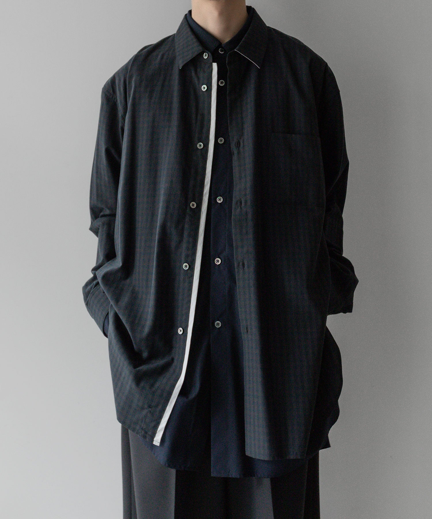 stein / シュタイン】OVERSIZED LAYERED SHIRT - GINGHAM( CHARCOAL