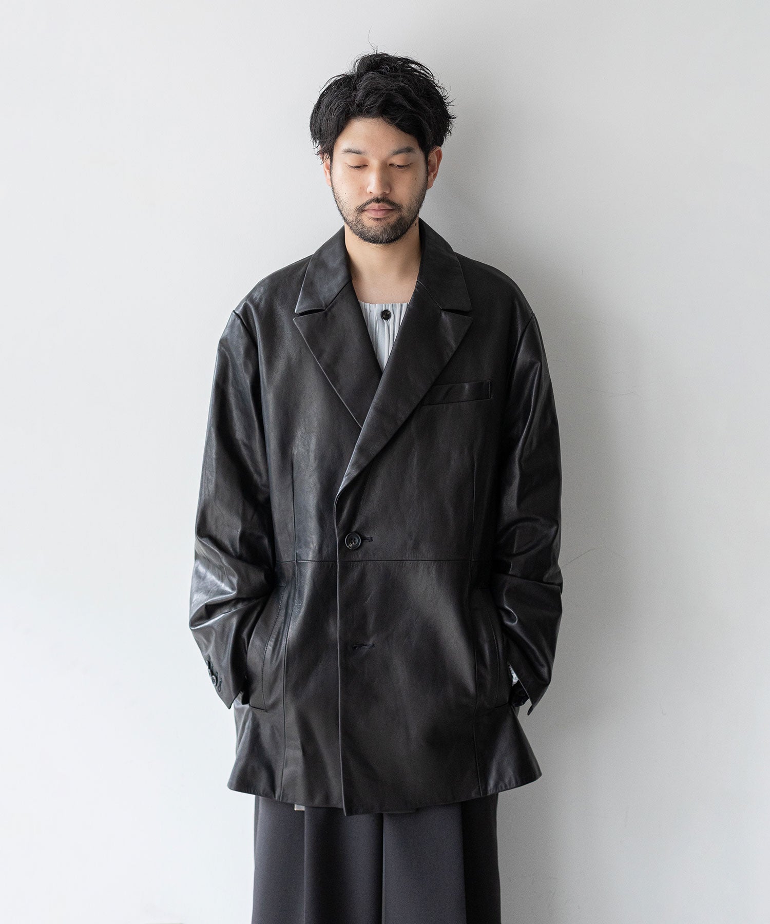stein / シュタイン】LEATHER DOUBLE BREASTED JACKET - BLACK | 公式