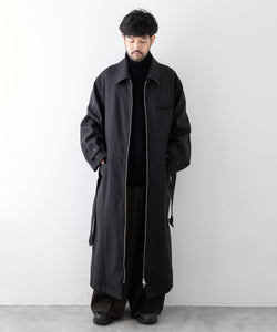 stein / シュタイン】OVERSIZED MAXI-LENGTH ZIP COAT - DARK CHARCOAL