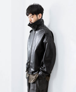 ANTHEM A / アンセムエー】LAMB LEATHER MILITARY BLOUSON - BLACK