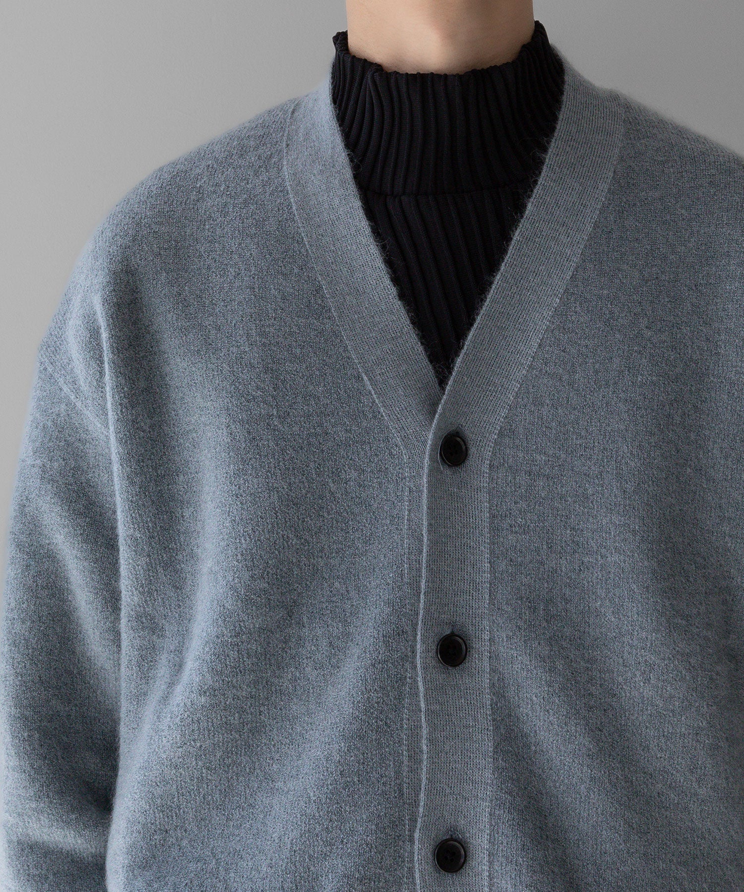 stein / シュタイン】EXTRA FINE KID MOHAIR CARDIGAN - BLUE GREY