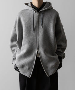 ssstein / シュタイン】COTTON DOUBLE KNIT TUCKED ZIP HOODIE - TOP