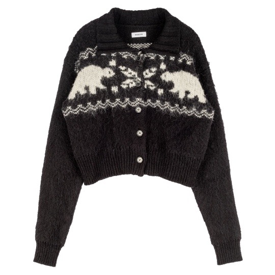 2025-26AW SEASON4.5 BASICKS HEART NORDIC SHORT CARDIGAN - BLACK