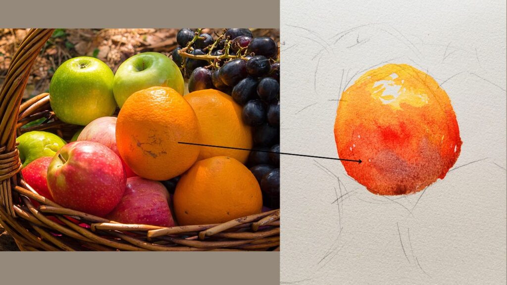 りんご・オレンジ・果物」を水彩で描く過程/水彩画研究⓶ | 旅する画家