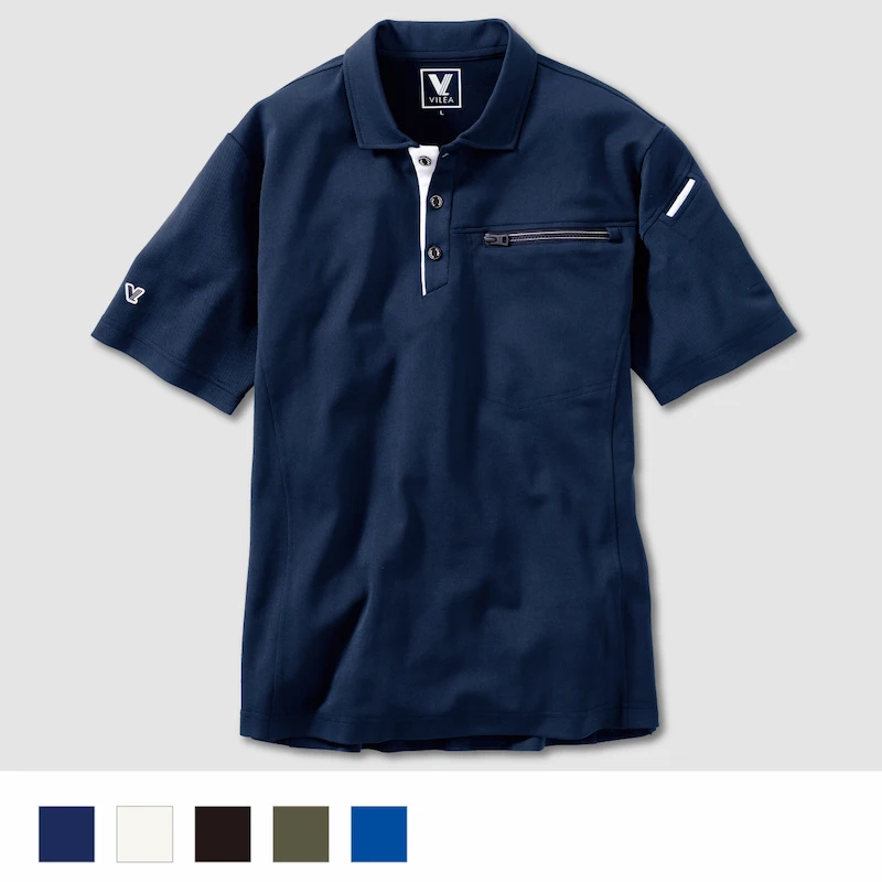 805半袖ポロシャツ（製品制電） - HOOH VILEA 作業着と電動ファン付き