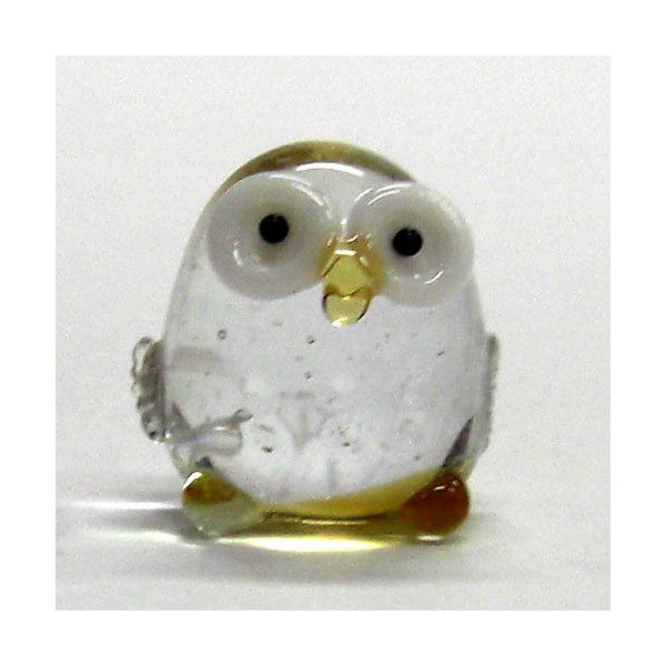 クリア七ふくろう ゴールド ガラス細工 雑貨 置物 - 江の島ガラスHOOK