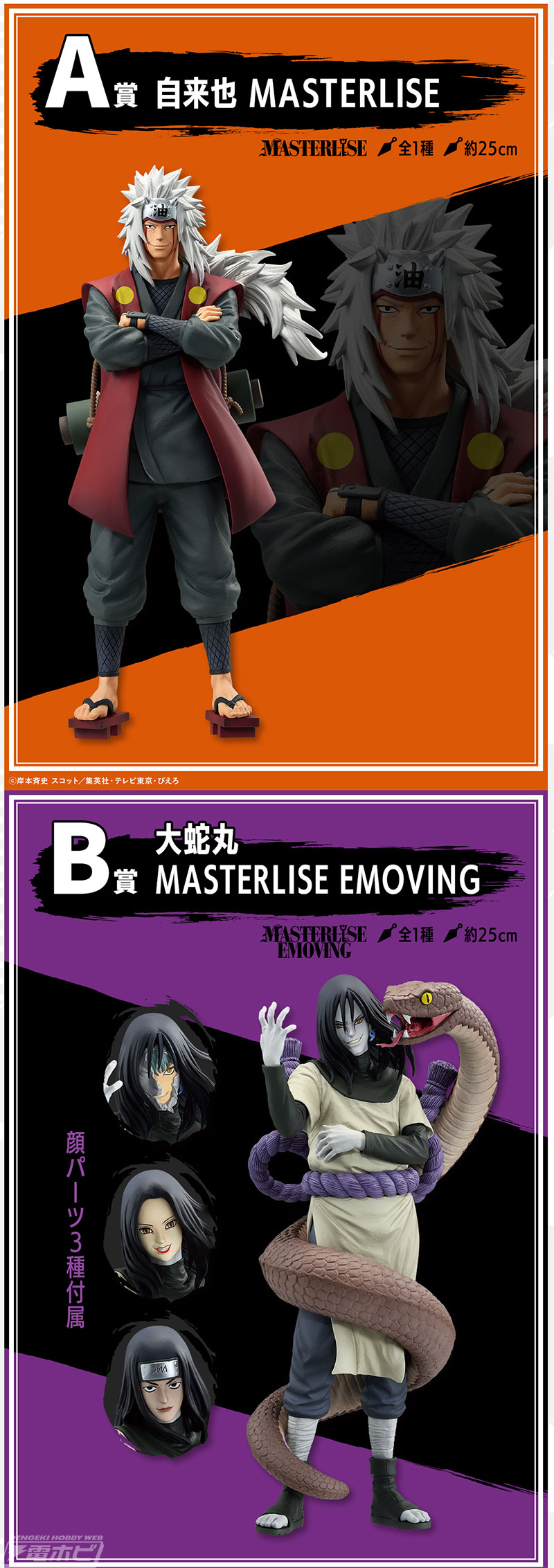 一番くじ NARUTO-ナルト- 疾風伝 伝説の三忍」の全ラインナップ公開