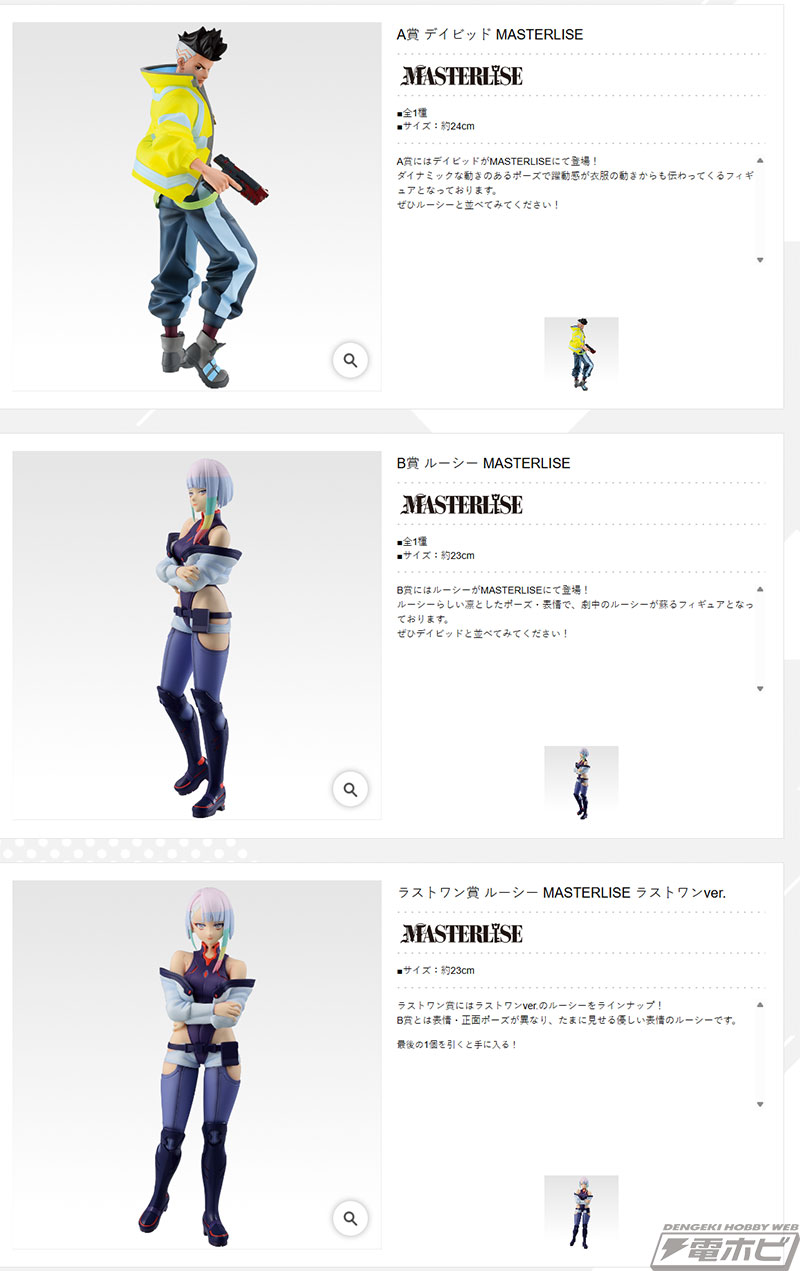 一番くじ CYBERPUNK: EDGERUNNERS」が発売決定！デイビッドとルーシー