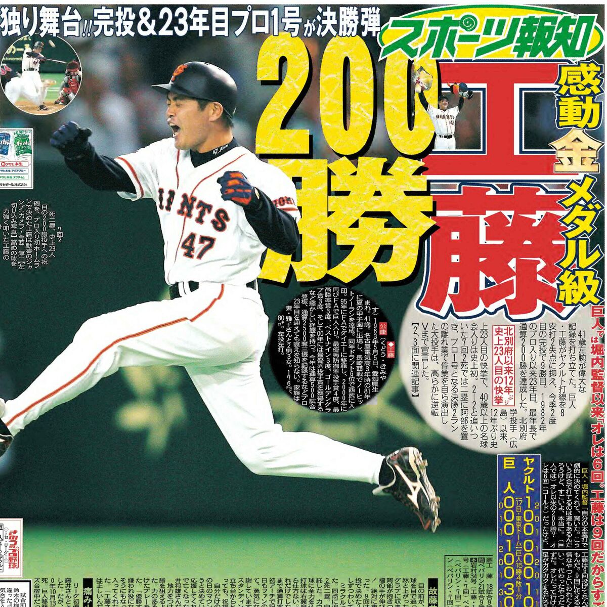巨人・今日は何の日】41歳・工藤公康、最年長で通算200勝達成