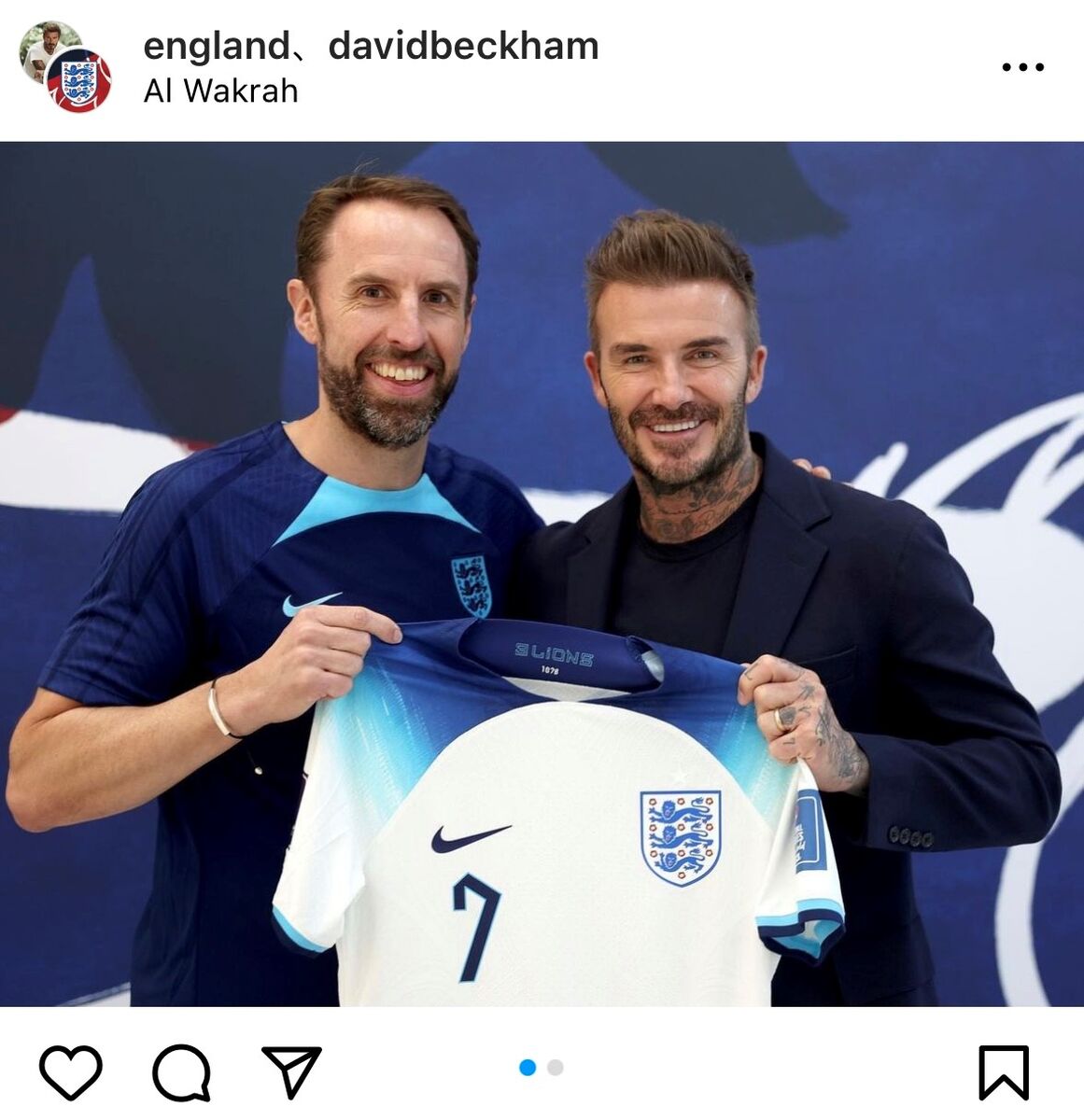 ベッカム氏がイングランド代表を激励 お返しに7番のユニホームを贈