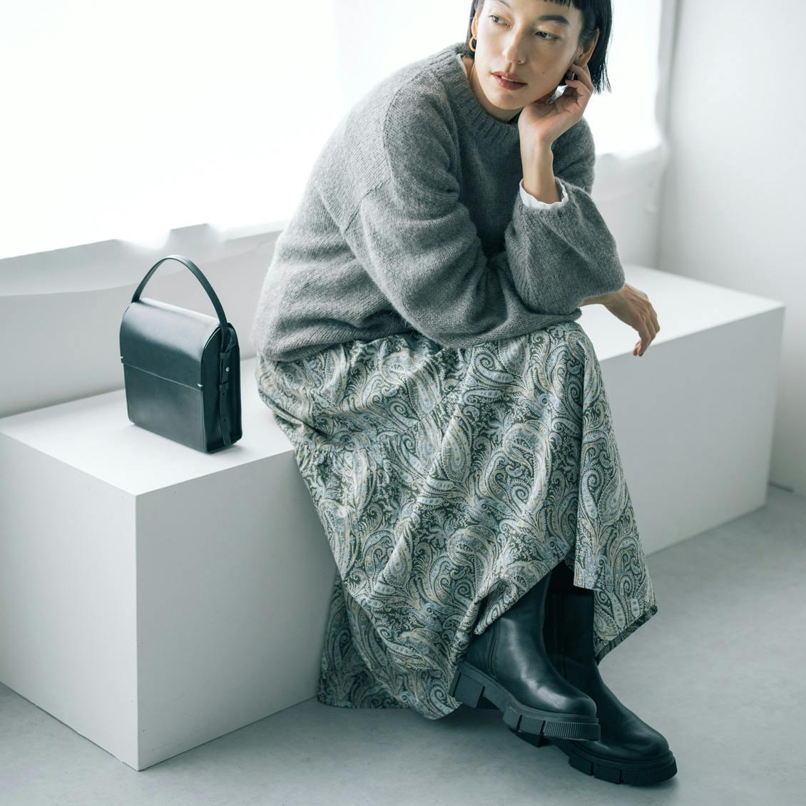 リバティプリントのティアードスカート / ペイズリー柄 / S・Mサイズ