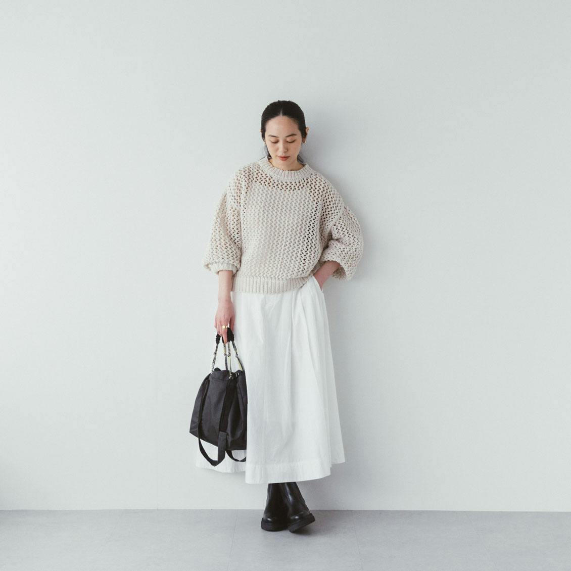 LIYOCA / リヨカ / メッシュ編みニット（グレージュ、スミクロ