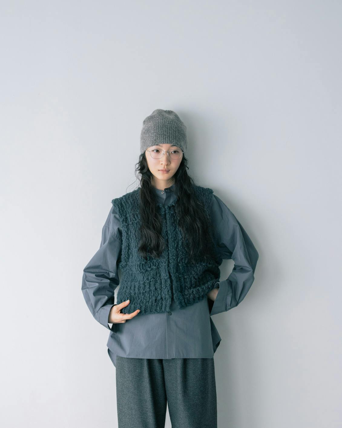 ワードローブを新鮮に」ウール混のチャンキーニットベスト - 北欧