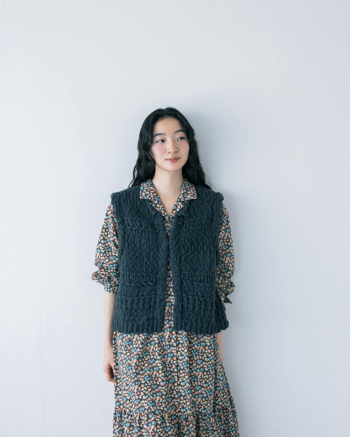 ワードローブを新鮮に」ウール混のチャンキーニットベスト - 北欧