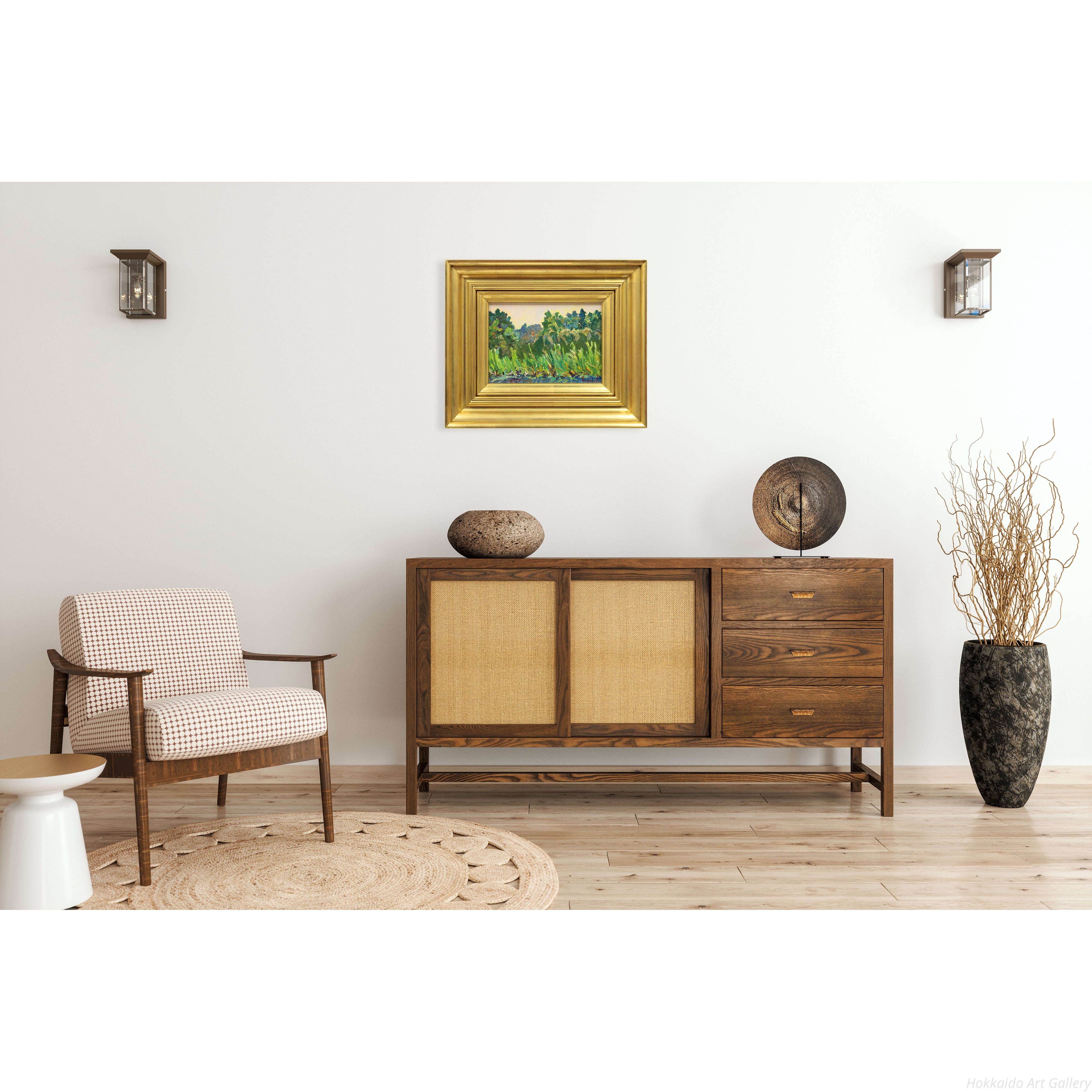 中村善策 『葦むら』 油彩画 - 北海道画廊