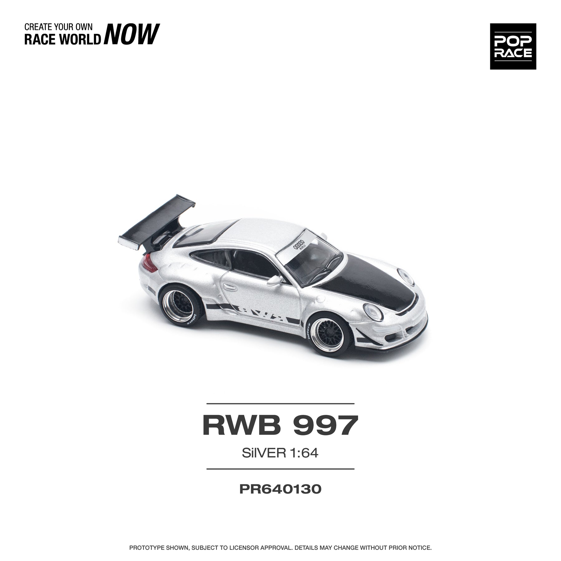 POPRACE 1:64 RWB 997 SILVER PR640130 – Horizon Diecast