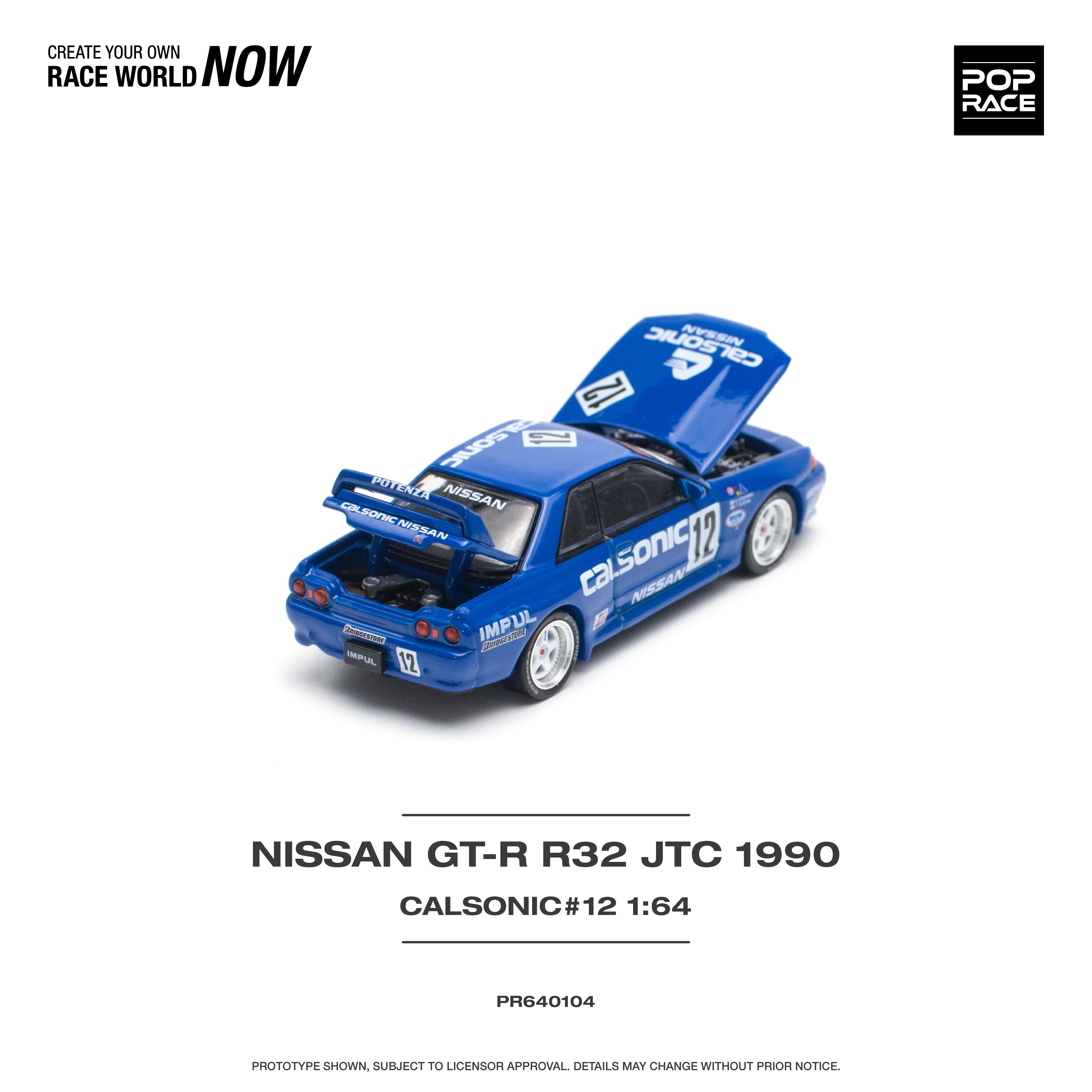POPRACE 1:64 NISSAN SKYLINE GT-R R32 JTC 1990 CALSONIC #12