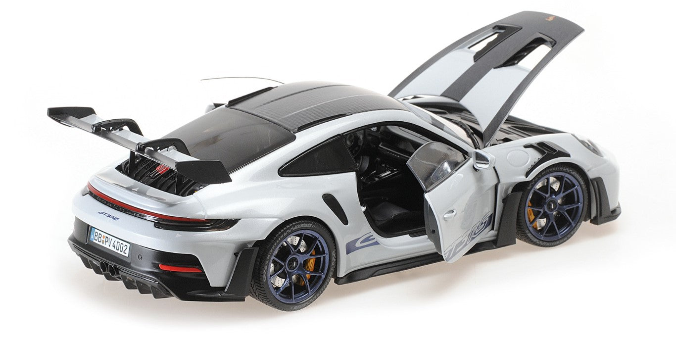 MINICHAMPS 18 PORSCHE 911 (992) GT3 RS - 2022 - Ice Grey w/ Blue