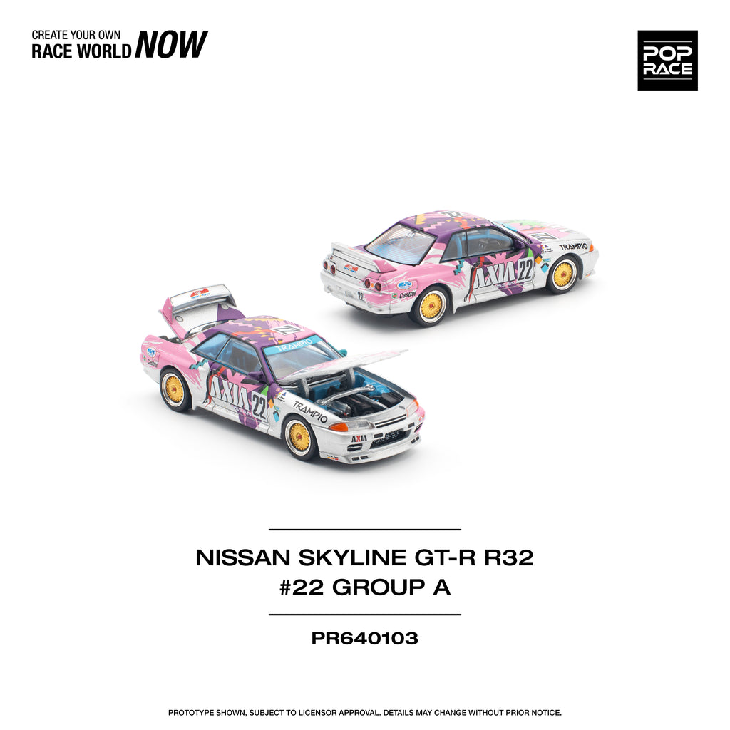 POPRACE 1:64 NISSAN SKYLINE GT-R R32 #22 AXIA GROUP A PR640103