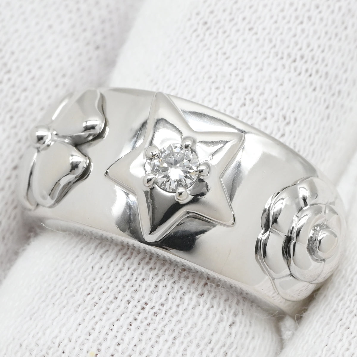 シャネル CHANEL スリーシンボル ホワイトゴールド リング 指輪 18K