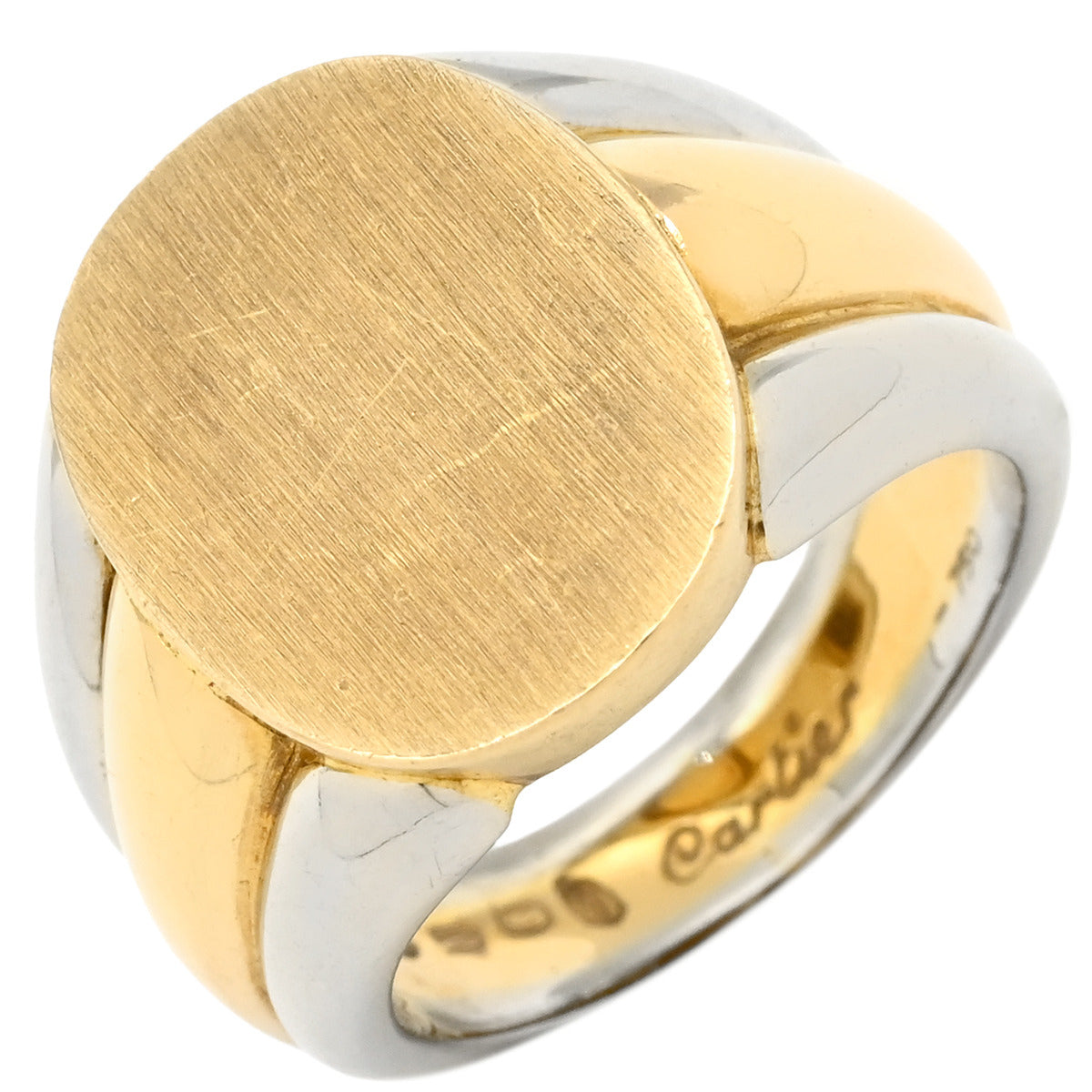 カルティエ Cartier シグネットリング イエローゴールド×ホワイト