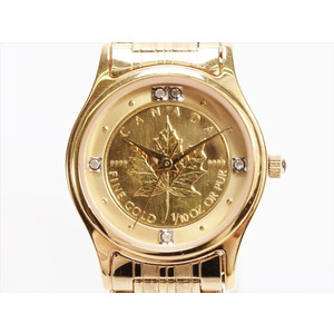 ELGIN メイプルリーフ 金貨 ダイヤ クォーツ SK-148-C レディース