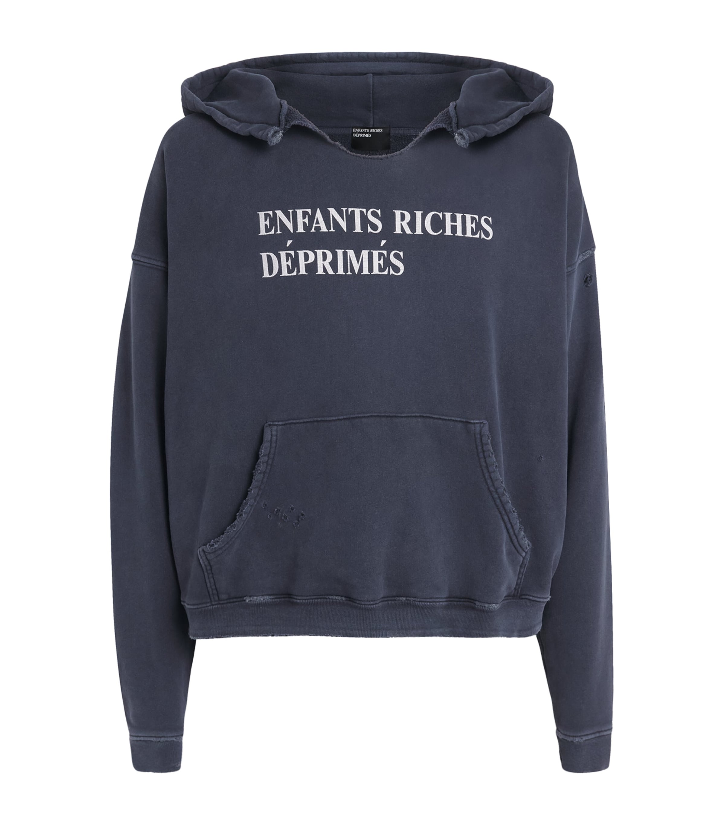 Enfants Riches Déprimés Black Cotton Distressed Logo Hoodie