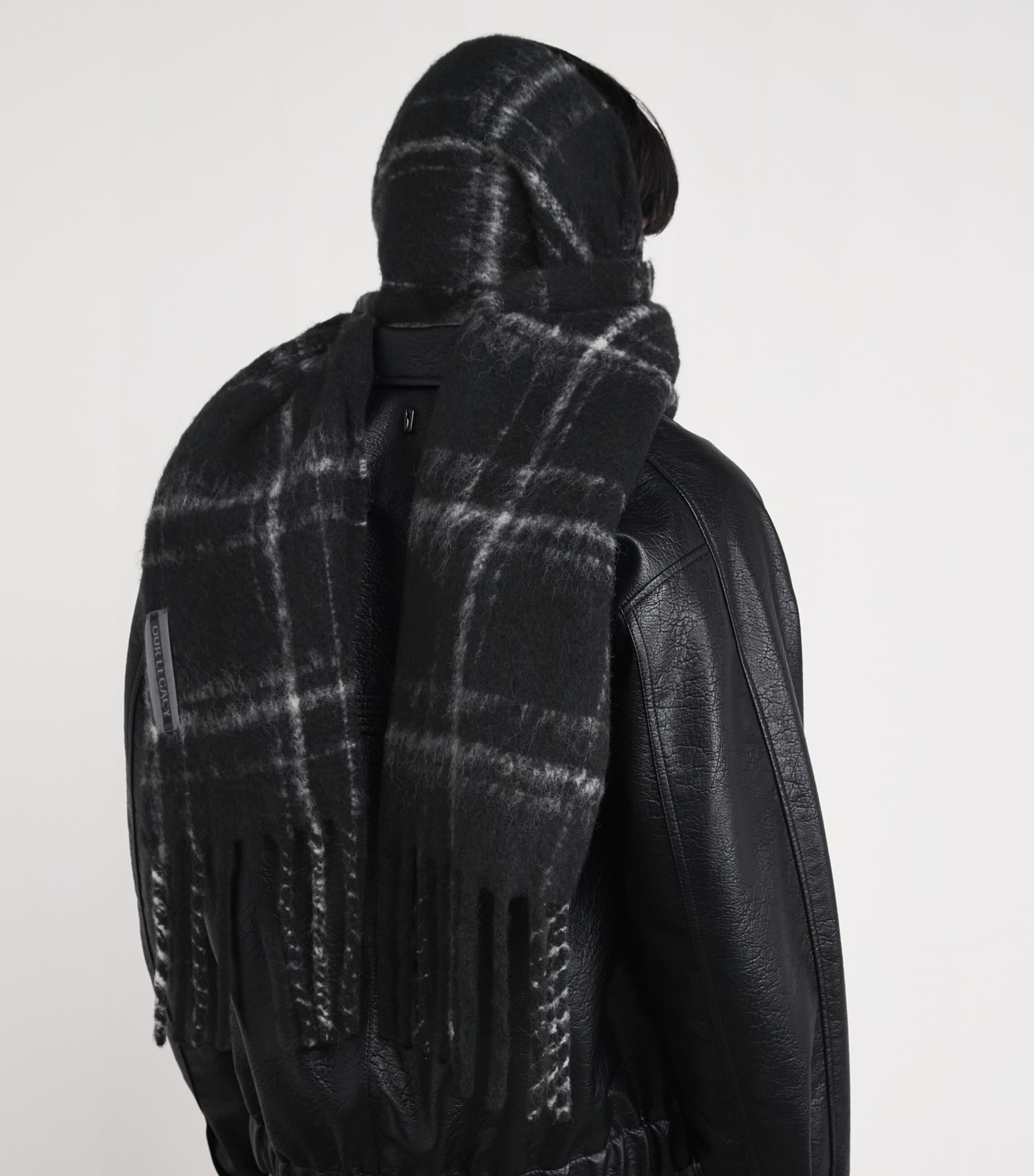 Our Legacy Black Wool-Blend Check Estate Scarf | Harrods US