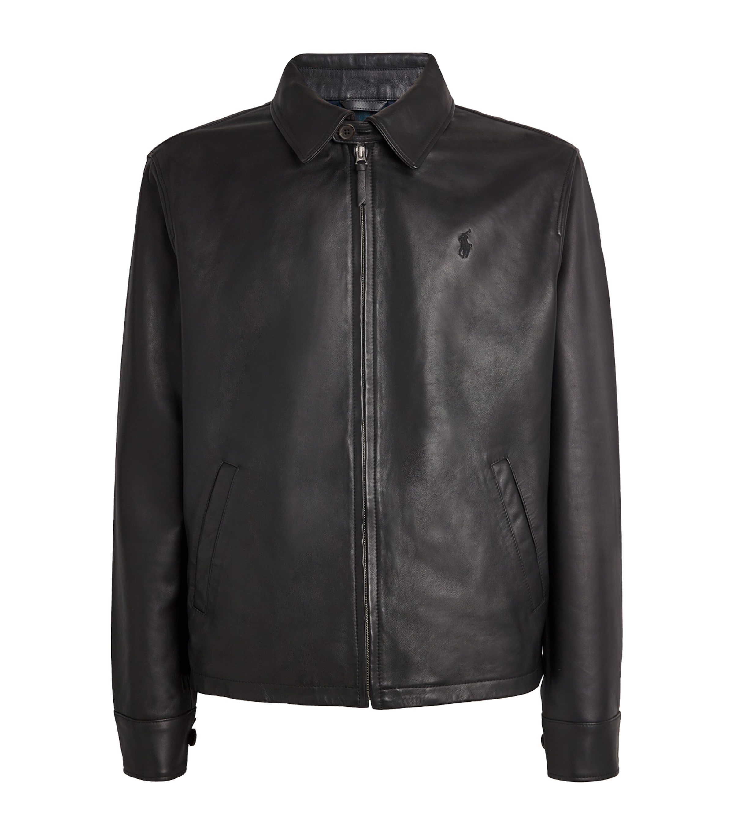 Polo Ralph Lauren Black Leather Jacket | Harrods US
