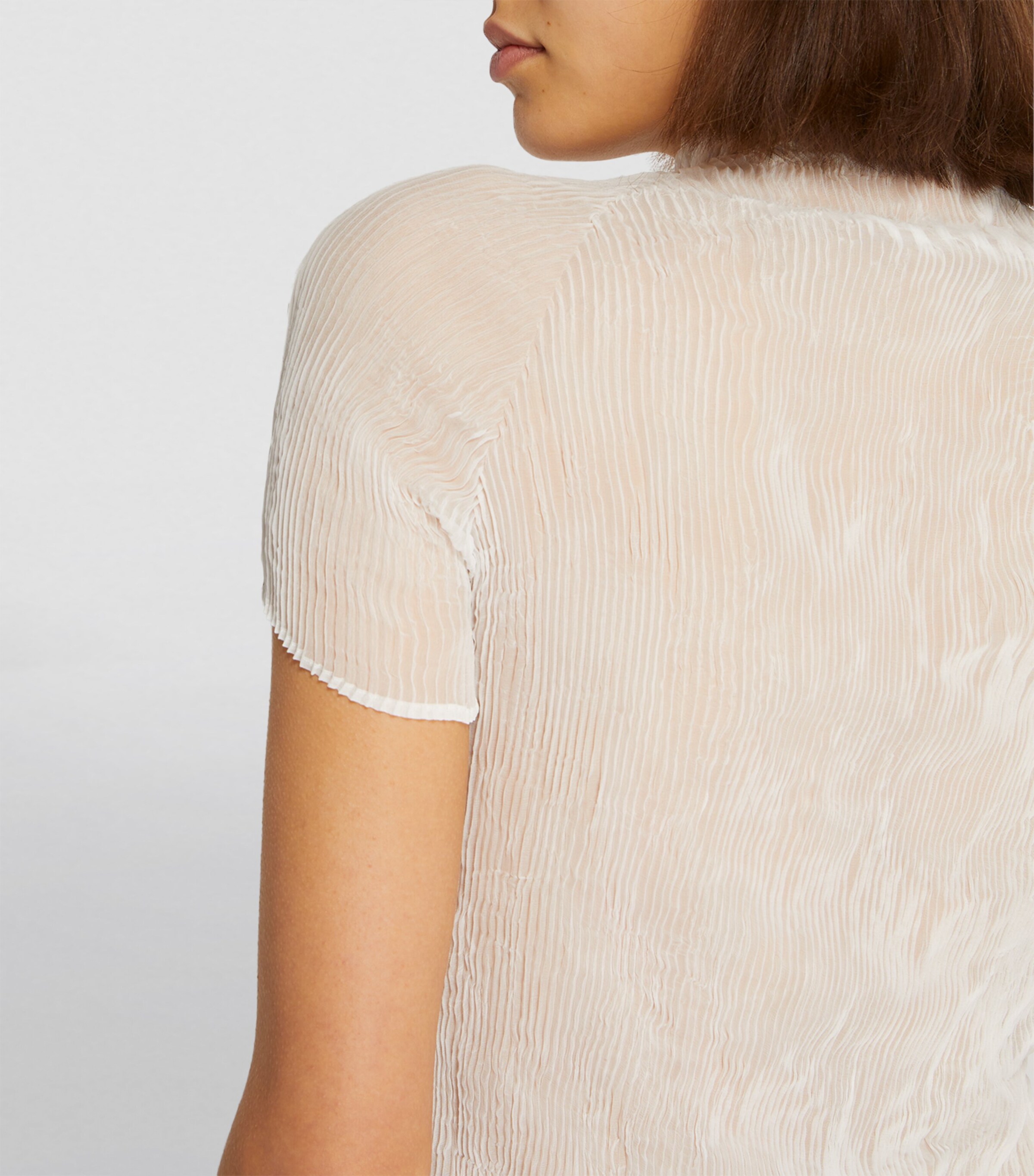Issey Miyake White Semi-Sheer Chiffon Twist Top | Harrods US