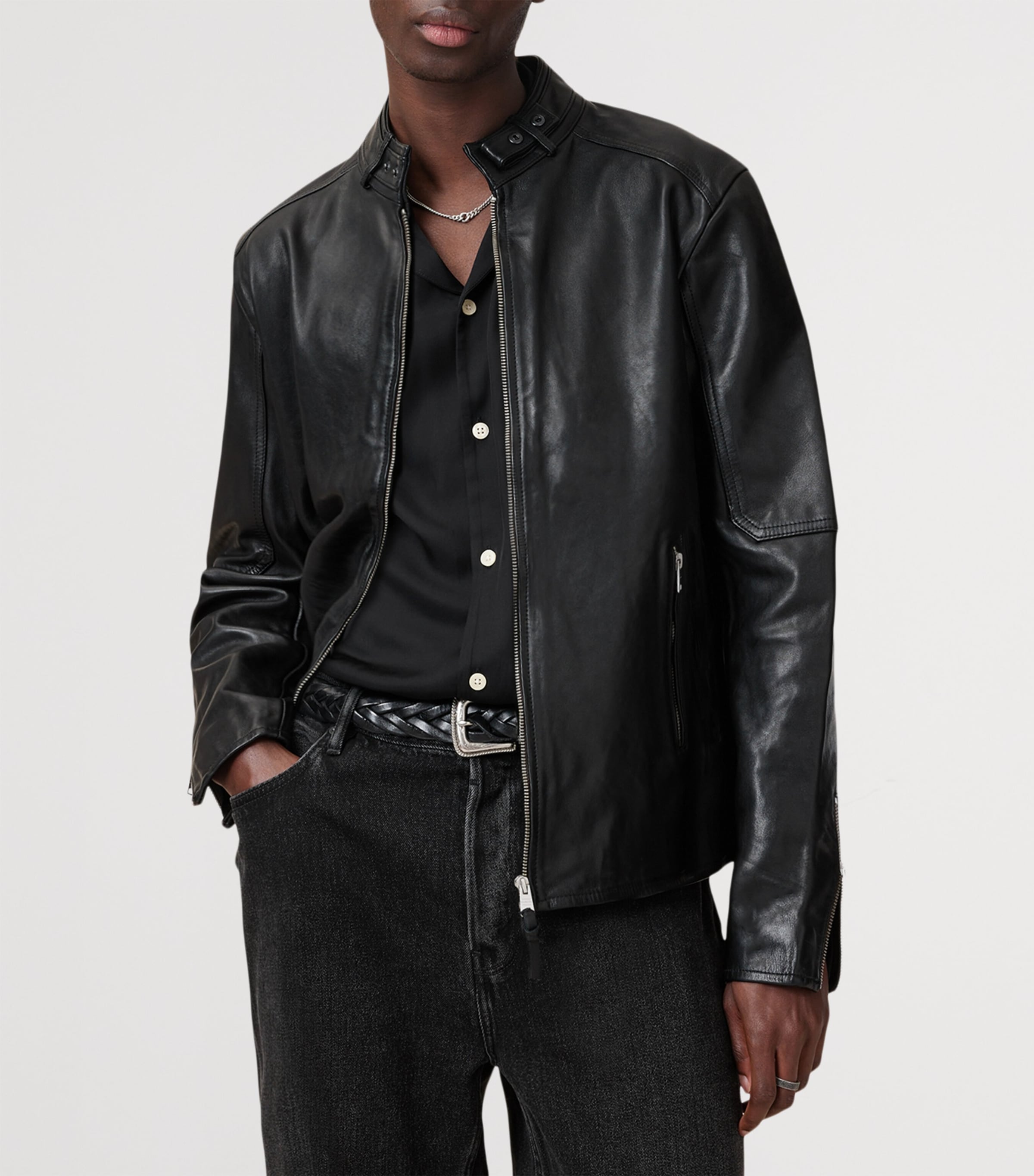 AllSaints Black Cora Leather Jacket | Harrods US