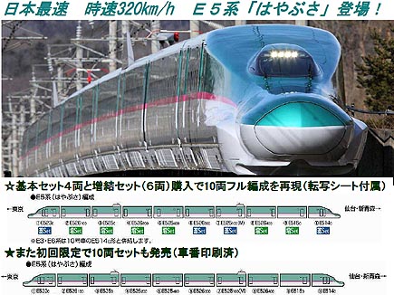 ミニカーセット　22台 トミックス 98910 <限定>E5系東北新幹線(はやぶさ)10両セット | 鉄道