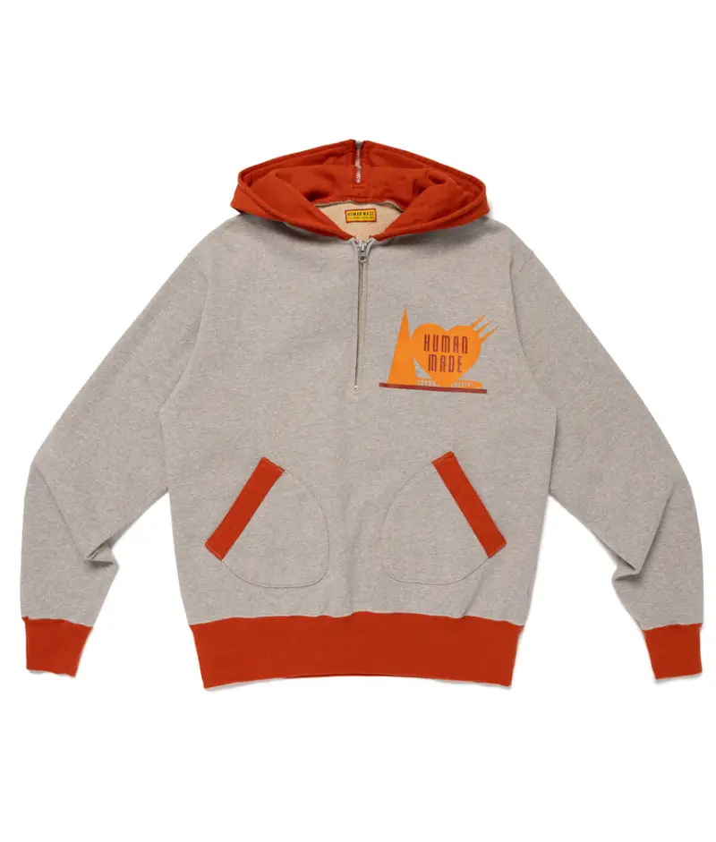 Human Made HALF-ZIP HOODIE Grey | Official Japan Store
