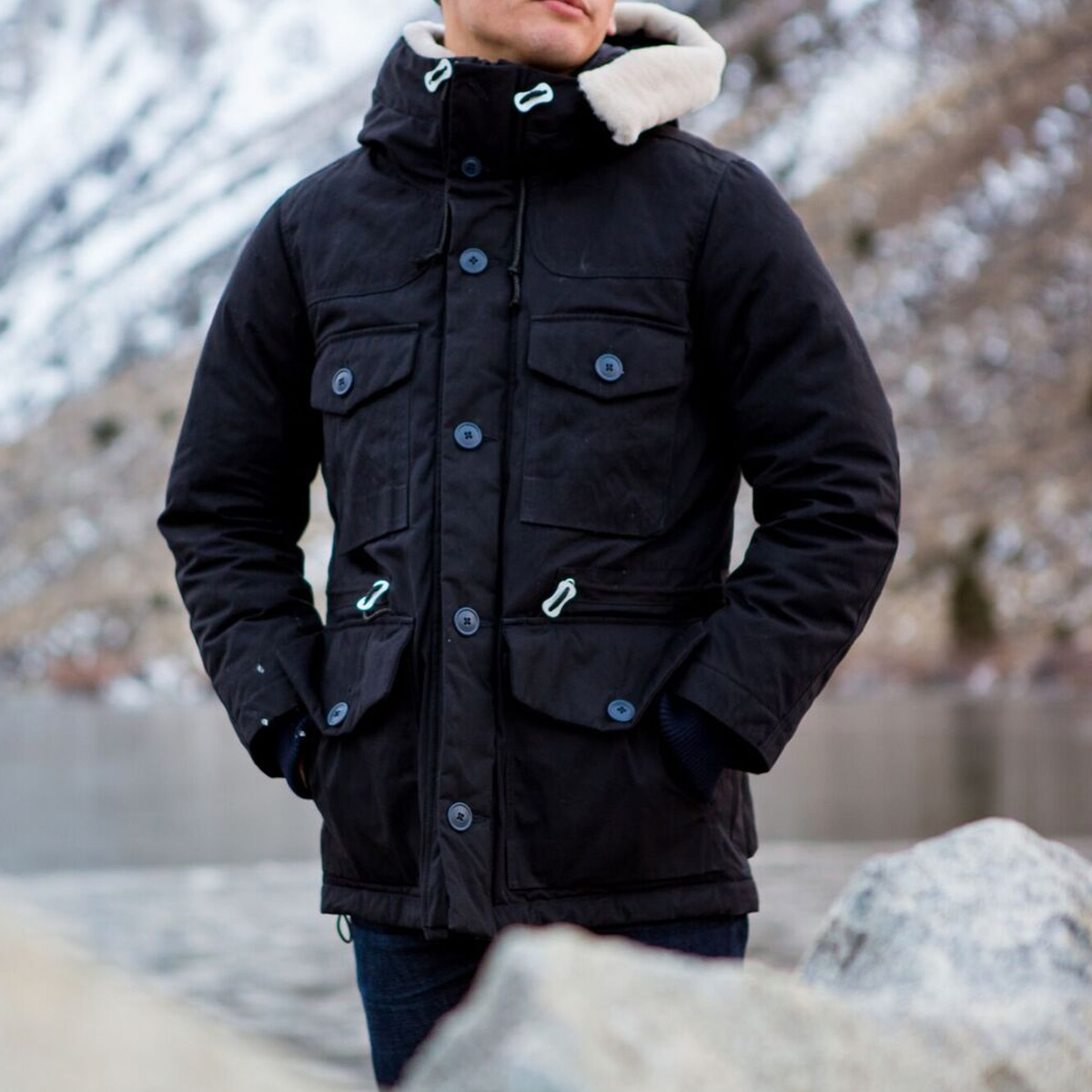 Snow Peak Waxed Down Jacket - Navy | undefined | Huckberry