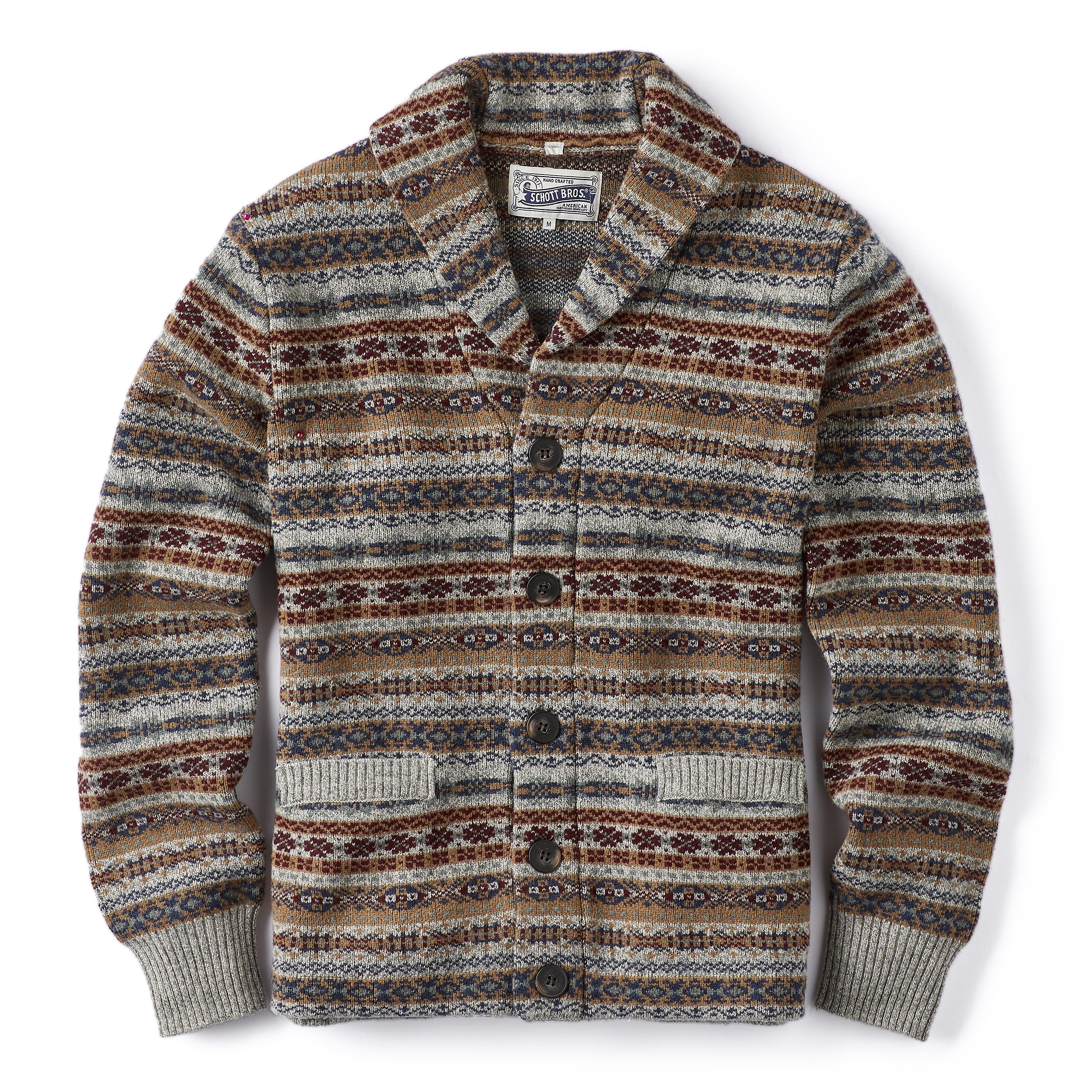 Schott Wool Blend Fair Isle Cardigan - Heather Grey | Cardigan