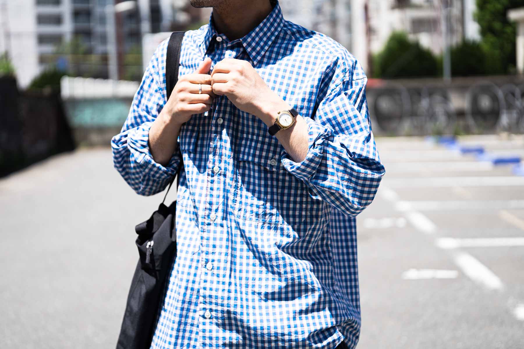 Porter Classic ROLL UP TRICOLOR GINGHAM CHECK SHIRT | HUES 福岡