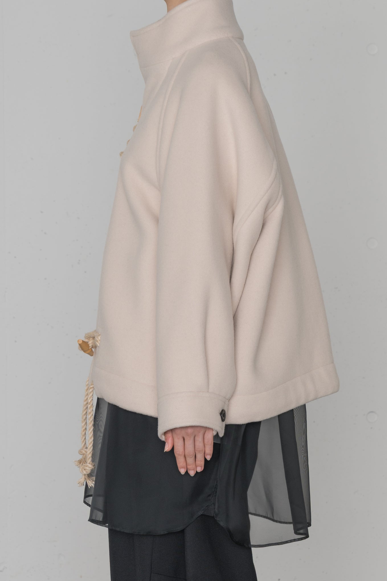 25AW HYKEDOUBLE FACE DUFFEL JACKET クリーム HYKE / DOUBLE FACE