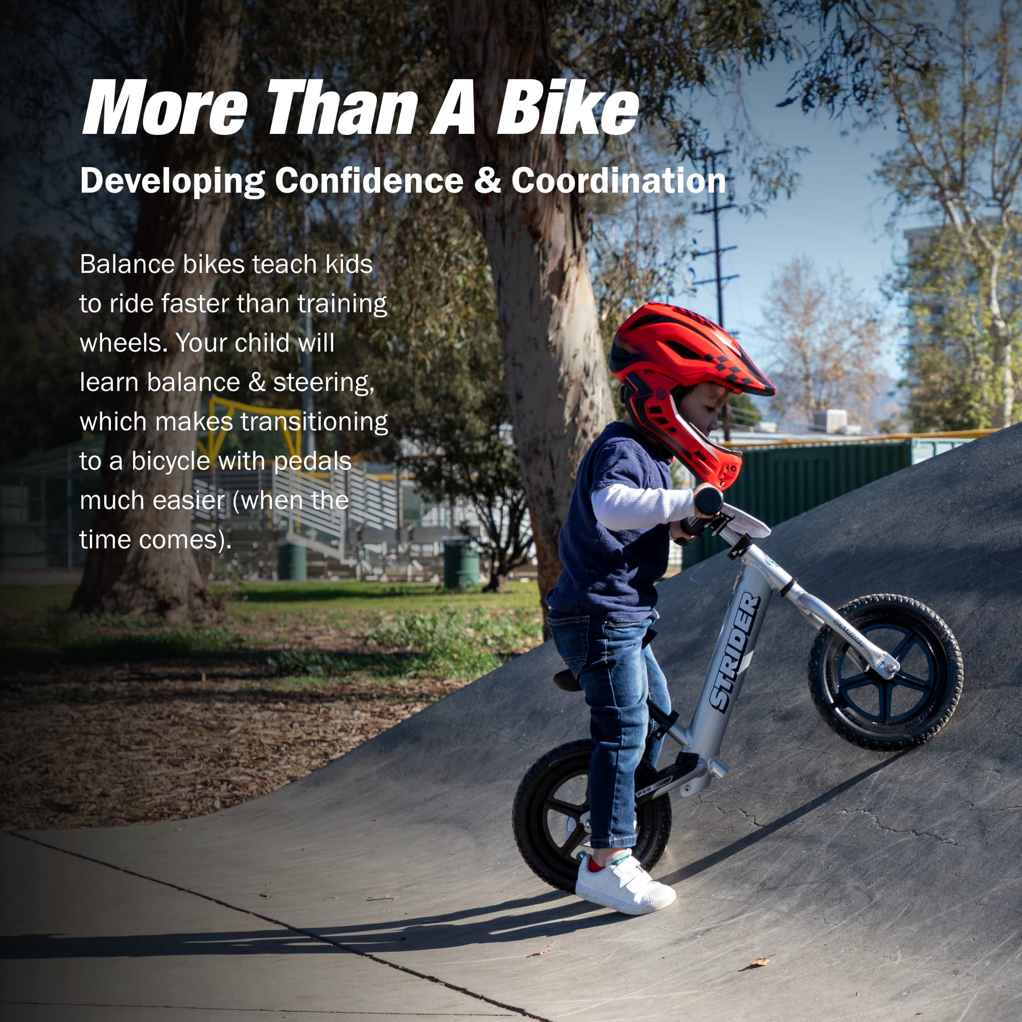 Strider 12” Pro Bike, Silver - No Pedal Balance Bicycle for Kids 1