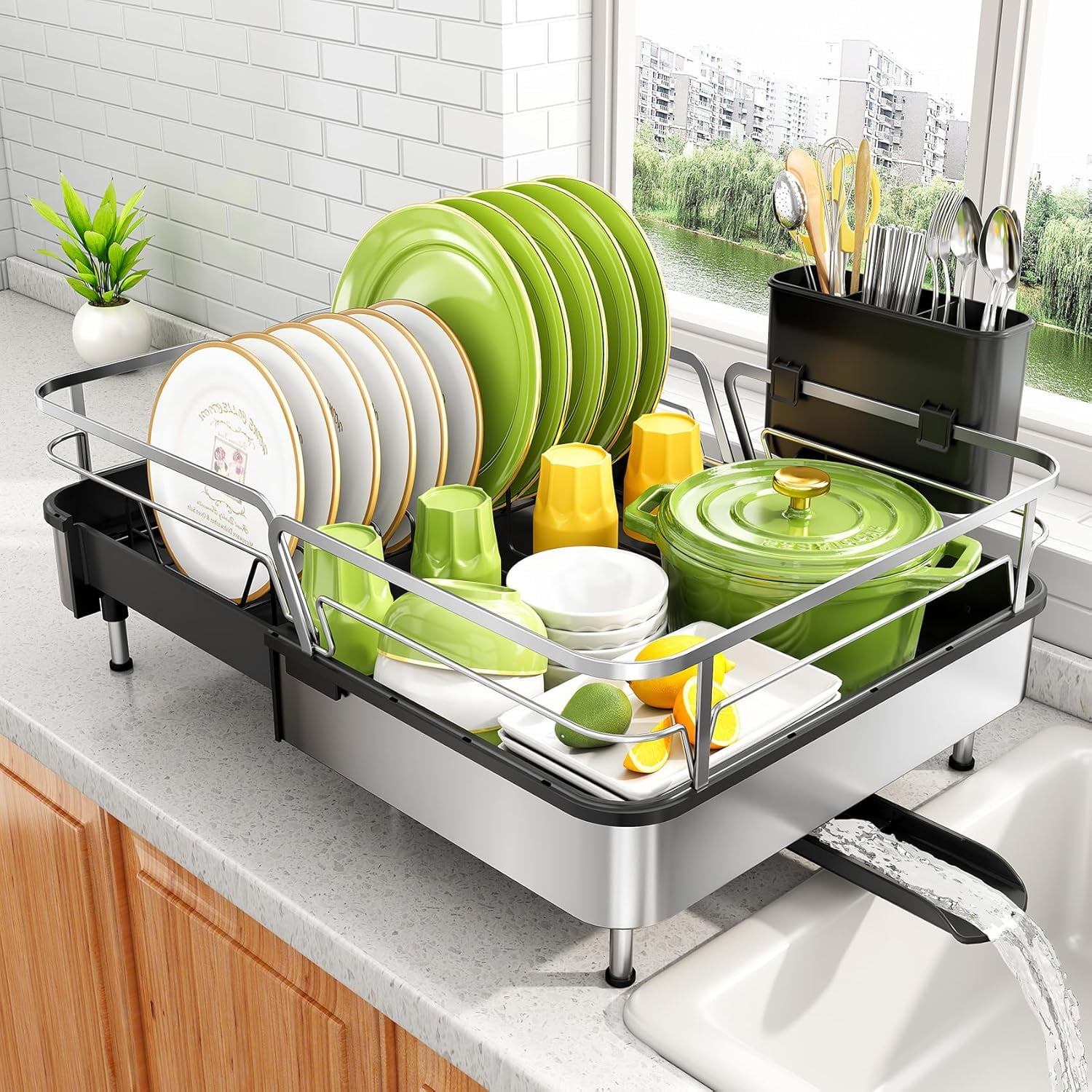 Sabatier Expandable Stainless Steel Dish Rack with Rust-Resistant