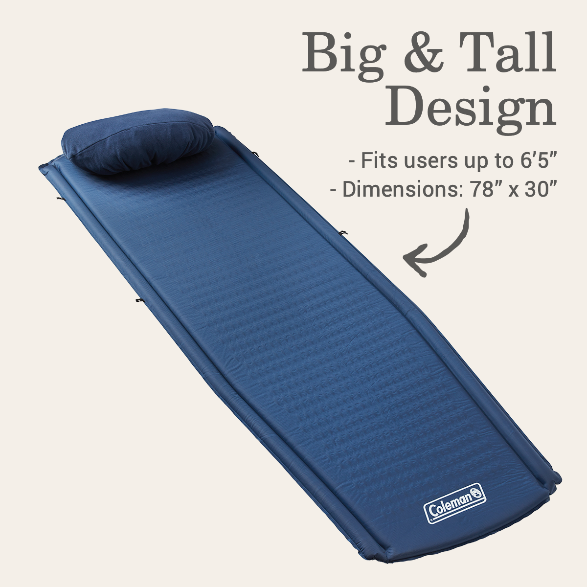 Coleman Montauk™ Big and Tall Self-Inflating Sleeping Pad, Blue