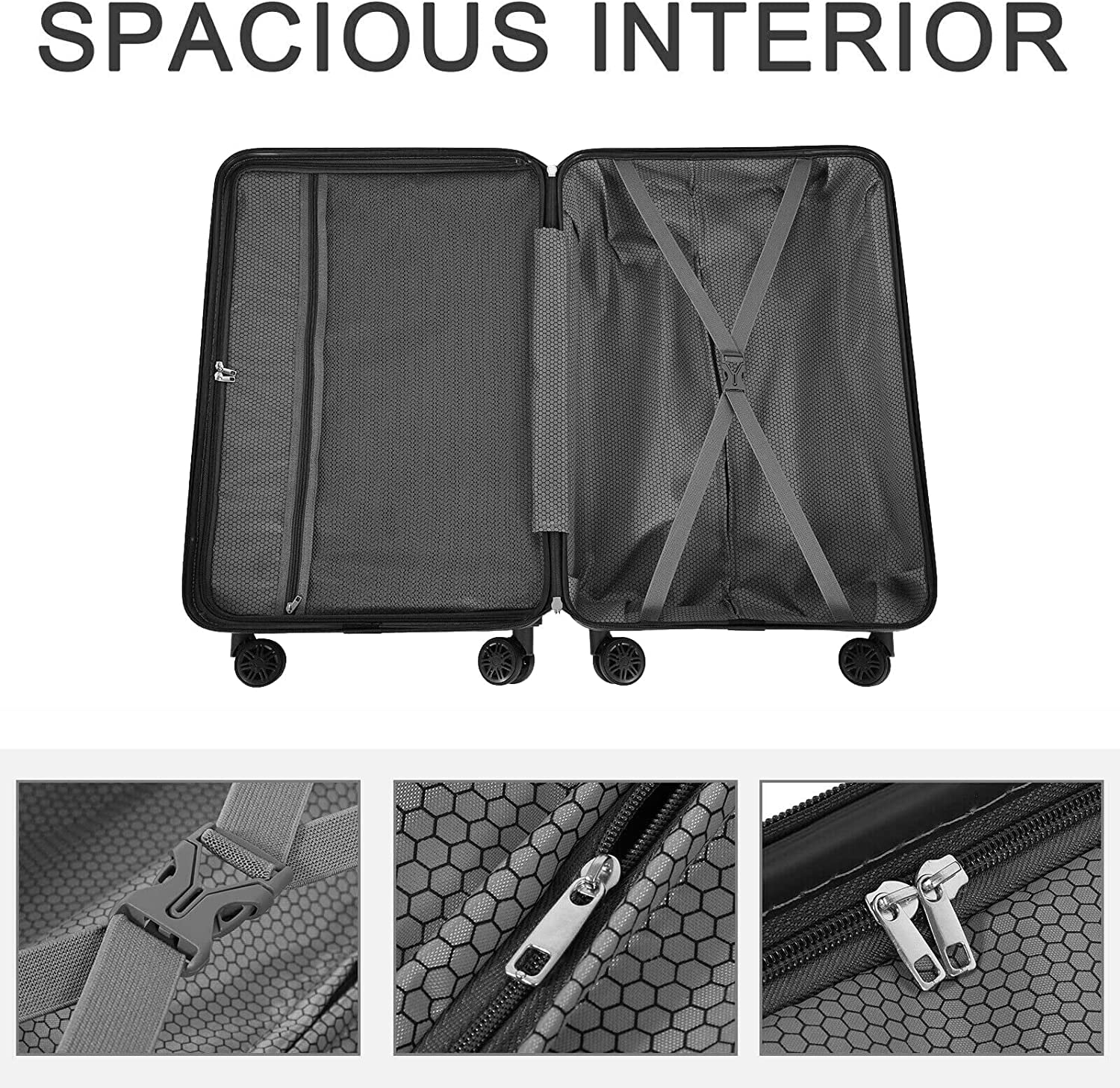 Hikolayae 3 Piece Hardside Spinner Luggage Set, Jade Green - TSA