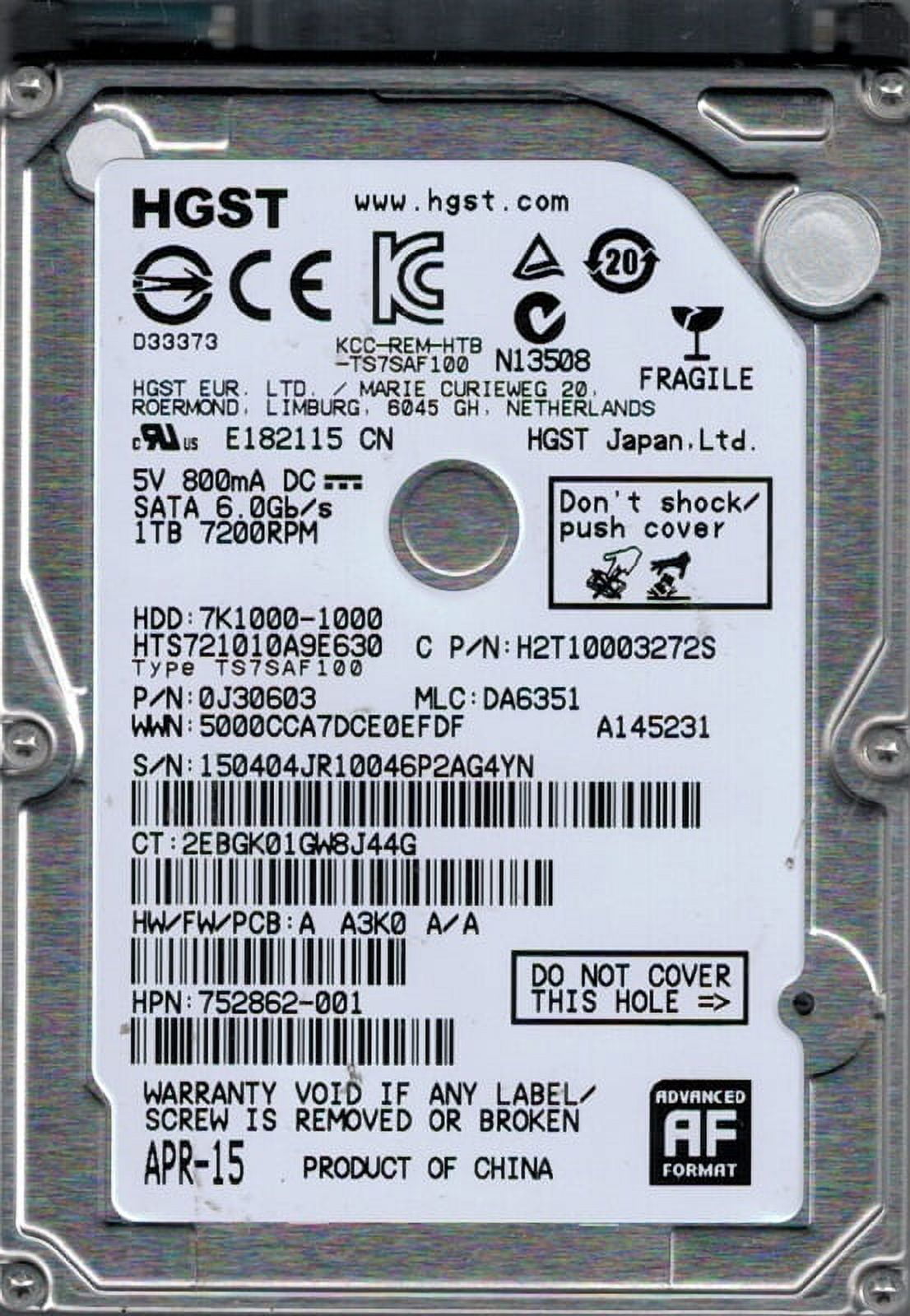HTS541010A9E680 P/N: 0J26263 MLC: DA6474 HGST 1TB - Walmart.com